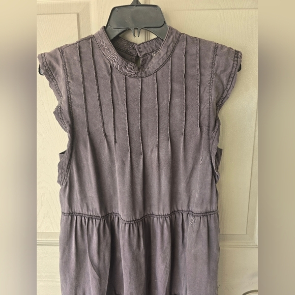 Anthropologie Jenee Tiered Tunic Dress Sz S Washed Black Short Casual - Picture 4 of 14